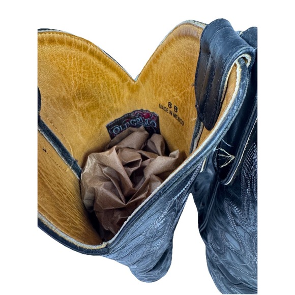 🔥Old Gringo Boots🖤BLACK Magic🎱Leather Western Cowgirl Snip Toe Embroidery 8 - Picture 7 of 8